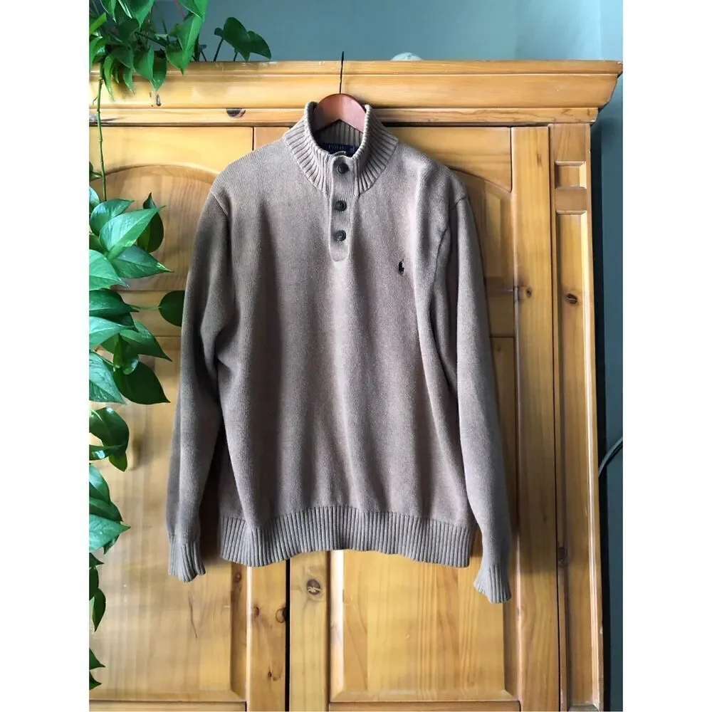 Polo Ralph Lauren 3 Button Mock Neck Men’s Sweater Size XXL